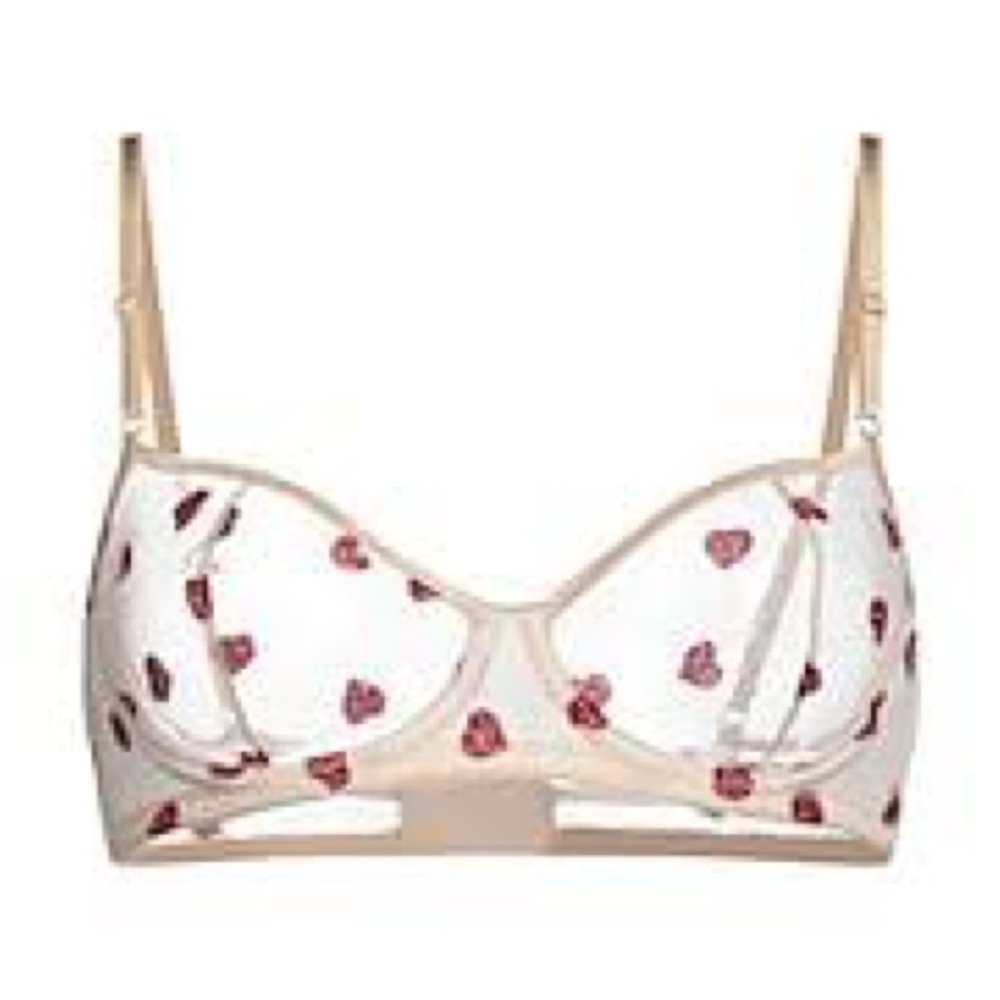 LE PETIT‎ TROU Mesh Nude Red Bra size Large
